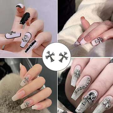 36 Pcs Cross Nail Art Charms 3D Silver Metal Cross Nail Charms Nail Accessories for Women DIY Nail Decoration Supplies