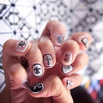 36 Pcs Cross Nail Art Charms 3D Silver Metal Cross Nail Charms Nail Accessories for Women DIY Nail Decoration Supplies