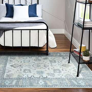 Modern Oushak Rug, Vintage Turkish Gray Beige Oriental Antique Inspired Area Rugs, Luxury Washable L...