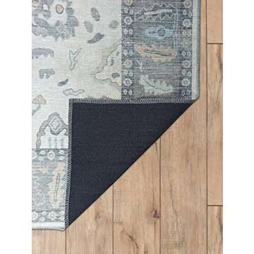 Modern Oushak Rug, Vintage Turkish Gray Beige Oriental Antique Inspired Area Rugs, Luxury Washable Living Room Bedroom Home Nursery 5'9 x 8'9