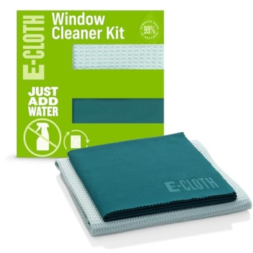 E-Cloth Window Cleaning Cloth - Window and Glass Cleaning Cloth, Shower Cleaning Cloth Kit, Glass Towels, Lint Free Towels, Microfiber Towel for Windows, Car Windshield, Mirrors - Winter Green