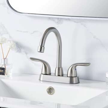 VCCUCINE Bathroom Faucet Brushed Nickel,2 Handle Bathroom Sink Faucet, 4-Inch Centerset Bathroom Sin...