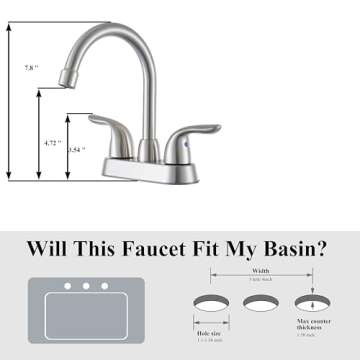 VCCUCINE Bathroom Faucet Brushed Nickel,2 Handle Bathroom Sink Faucet, 4-Inch Centerset Bathroom Sink Faucet, 360°Swivel Spout Bath Rv Lavatory Vanity Faucet