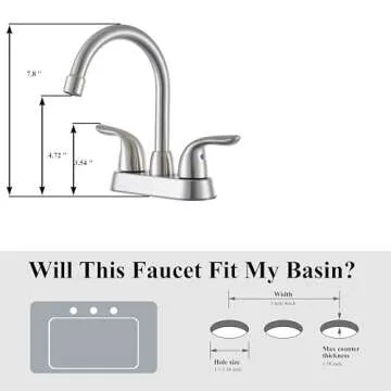 VCCUCINE Bathroom Faucet Brushed Nickel,2 Handle Bathroom Sink Faucet, 4-Inch Centerset Bathroom Sink Faucet, 360°Swivel Spout Bath Rv Lavatory Vanity Faucet