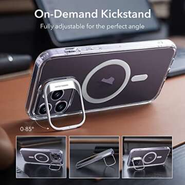 ESR for iPhone 14 Pro Case, Compatible with MagSafe, Built-in Camera Ring Stand, Military-Grade Protection, Magnetic Phone Case for iPhone 14 Pro, Classic Kickstand Case (HaloLock), Clear