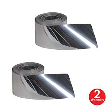 Beistle 2 Piece Indoor Outdoor Metallic Plastic Birthday Streamers for Wedding Receptions, Graduation Parties, New Year's Eve Decorations, 2" x 200', Silver