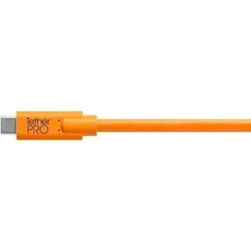 Tether Tools TetherPro USB-C to 2.0 Micro-B 5-Pin Cable | for Fast Transfer and Connection Between Camera and Computer | High Visibility Orange | 15 Feet (4.6 m)