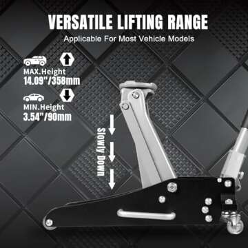 Torin TAM815016L Hydraulic Low Profile Aluminum and Steel Racing Floor Jack with Dual Piston Quick L...