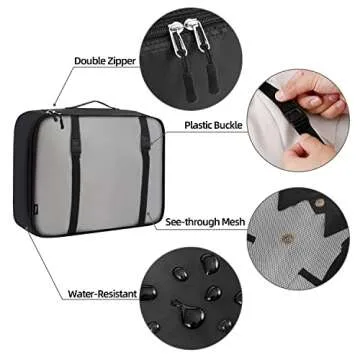 BAGAIL 10 Set Packing Cubes Various Sizes Packing Organizer for Travel Accessories Luggage Carry On Suitcase-Black