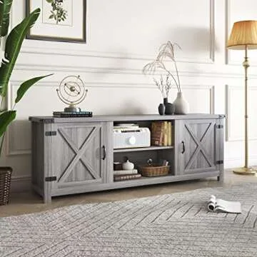 YESHOMY Modern Farmhouse TV Stand for 65 Inch TVs
