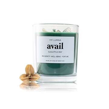 My Lumina Avail MONEY DRAWING SOY CANDLE WAX -Prosperity Spell/Chakra/Abundance/Cash/Luck/Healing/Good Energy/Spiritual/Sage/Smudge/Smudging/Cleansing Kit/Green/Eucalyptus/Natural Scented Aromatherapy