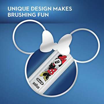 Oral-B Kids Electric Toothbrush Featuring Disney's Minnie Mouse, Rechargeable Toothbrush with (2) Brush Heads, for Kids 6+