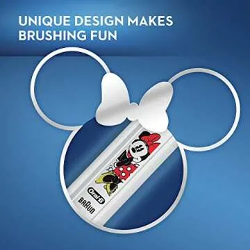 Oral-B Kids Electric Toothbrush Featuring Disney's Minnie Mouse, Rechargeable Toothbrush with (2) Brush Heads, for Kids 6+