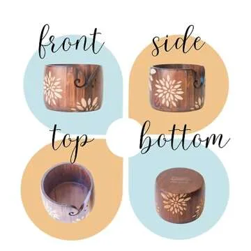 Large Yarn Bowl | 5 in x 7 in Yarn Bowls for Crocheting Large | Unique Design Crochet Bowl | Pine Wood Crochet Bowls for Yarn | Yarn Holder for Crocheting, Knitting, or Macrame| Crochet Yarn Bowl