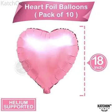 KatchOn, Light Pink Heart Balloons -18 Inch, Pack of 10 | Heart Shaped Balloons | Pink Heart Balloons, Valentines Day Decorations | Valentines Day Balloons, Foil Heart Balloons, Galentines Day Decor