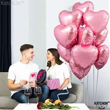 KatchOn, Light Pink Heart Balloons -18 Inch, Pack of 10 | Heart Shaped Balloons | Pink Heart Balloons, Valentines Day Decorations | Valentines Day Balloons, Foil Heart Balloons, Galentines Day Decor