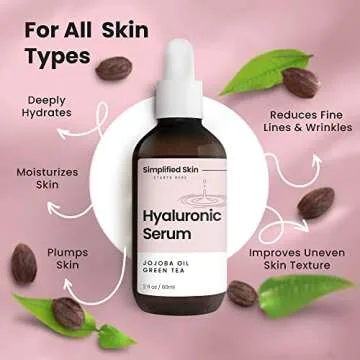 Hyaluronic Acid Serum for Face - Hydrating Serum with Jojoba Oil, Green Tea & Vitamin C - Deeply Moi...