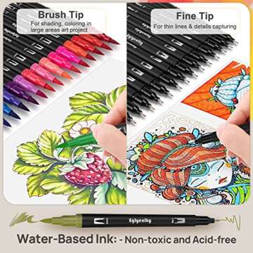 Eglyenlky 72 Dual Tip Brush Pens for Artists and Crafters
