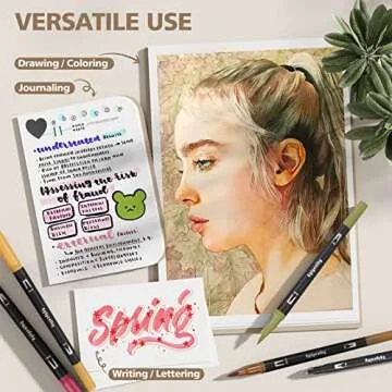 Eglyenlky 72 Dual Tip Brush Pens for Artists and Crafters