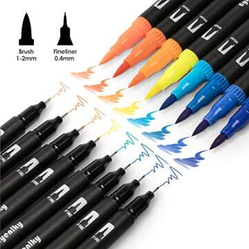 Eglyenlky 72 Dual Tip Brush Pens for Artists and Crafters