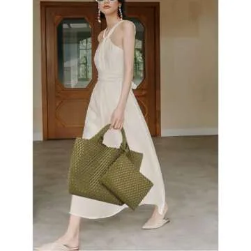 JINMANXUE Fashion Woven Bag Shopper Bag Travel Handbags and Purses Women Tote Bag Large Capacity Sho...