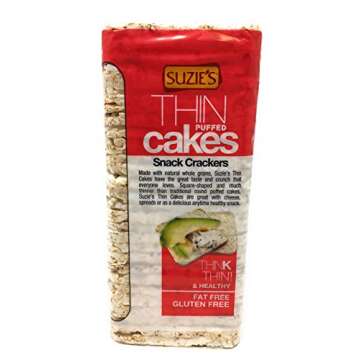 Suzie's Puffed Rice Thin Cakes, Lightly Salted, 4.9oz Bags (Pack of 3)