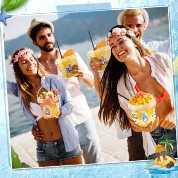 24 Pcs Easter Cocktail Buckets with Lids & Straws