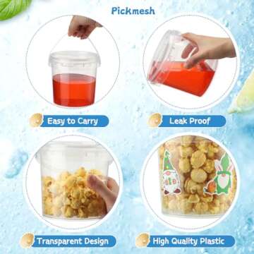 24 Pcs Easter Cocktail Buckets with Lids & Straws