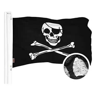 G128 Pirate Jolly Roger Bones Flag | 16x24 In | Durable Embroidered Novelty Flag