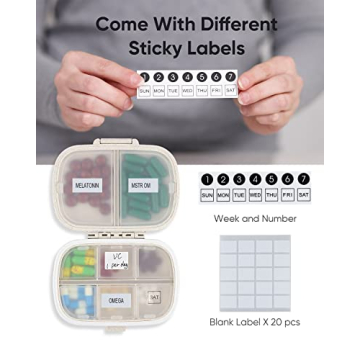 Holii Travel Pill Organizer Compact Daily Case for Medications