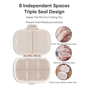 Holii Travel Pill Organizer Compact Daily Case for Medications