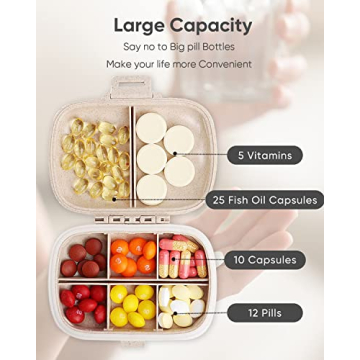 Holii Travel Pill Organizer Compact Daily Case for Medications