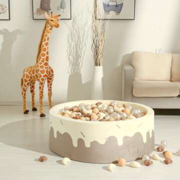 GOGOSO Ball Pit Balls Stars Moon Shapes Plastic Pitballs for Toddler Play Tent Baby Photo Props Kids Pool Water Toys Kiddie Pool Party Decor, Coffee+Beige Mix Cream Colors +Pearl Colors,100PCS