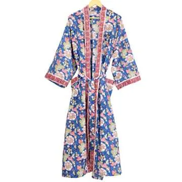 Hand Block Printed Cotton Kimono Robe - Beach & Night Wear