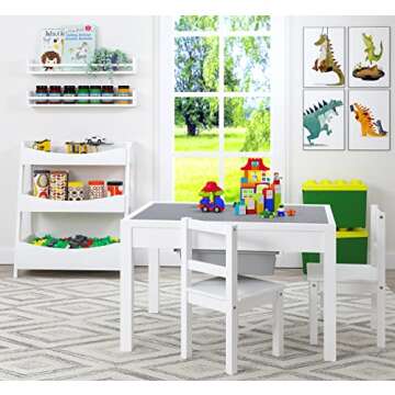 UTEX Large 2 in 1 Kid Activity Table with Storage for Older Kids, Play Table for Kids,Boys,Girls,White