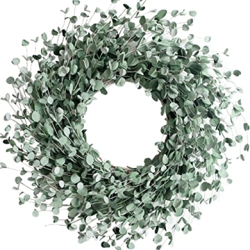 Egolot 24 Inch Everyday Greenery Boxwood Wreath for Front Door, Soft Touch Green Mini Leaves Wreath ...