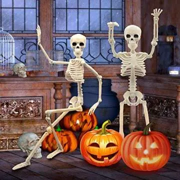 Realistic 16" Faux Human Skeleton Decoration - 2 Pack