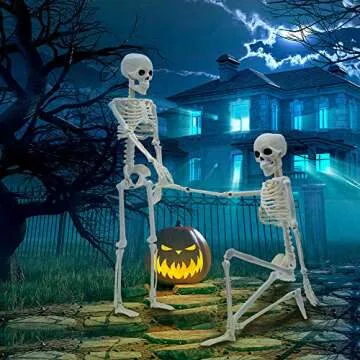 Realistic 16" Faux Human Skeleton Decoration - 2 Pack