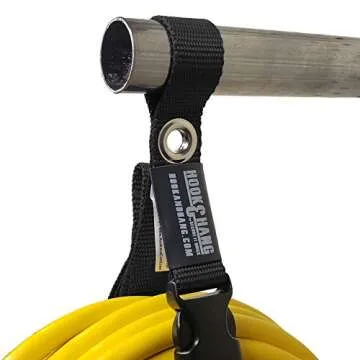 SECURE IT QUICK - Hook & Hang Strap Storage & Organizer - Hang Hoses, Cords, Tools, Drills, Ladders & More. Another Incredible Organizer! (2 PK - W/Hooks, Black)