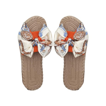 OYOANGLE Women's Bow Decor Slide Sandals Outdoor Flat Sandals Vacation Summer Open Toe Single Band S...