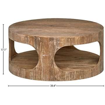 Amazon Brand – Stone & Beam Miramar Elm Wood Cutout Coffee Table, 39.4"D, Natural