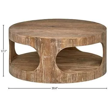 Amazon Brand – Stone & Beam Miramar Elm Wood Cutout Coffee Table, 39.4"D, Natural