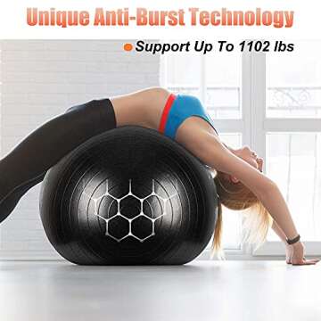 PACEARTH 65cm/25” Physical Therapy Ball, Balance Yoga Ball Chair Fitness Stability, Anti-Burst Ant...