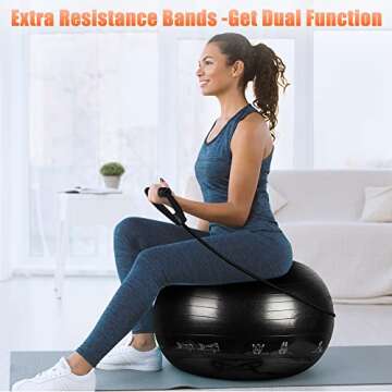 PACEARTH 65cm/25” Physical Therapy Ball, Balance Yoga Ball Chair Fitness Stability, Anti-Burst Anti-Slip Birthing Ball Pregnancy with Quick Pump for Pilates,Home,Gym,Exercise Ball,Replace Office Chair