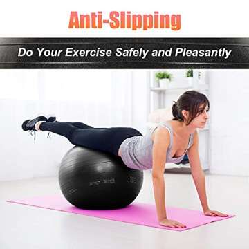 PACEARTH 65cm/25” Physical Therapy Ball, Balance Yoga Ball Chair Fitness Stability, Anti-Burst Anti-Slip Birthing Ball Pregnancy with Quick Pump for Pilates,Home,Gym,Exercise Ball,Replace Office Chair