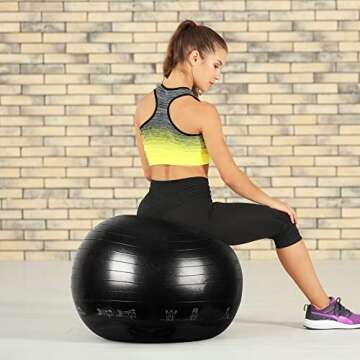 PACEARTH 65cm/25” Physical Therapy Ball, Balance Yoga Ball Chair Fitness Stability, Anti-Burst Anti-Slip Birthing Ball Pregnancy with Quick Pump for Pilates,Home,Gym,Exercise Ball,Replace Office Chair