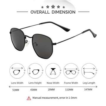 Kursan Polarized Hexagonal Sunglasses for Stylish UV Protection