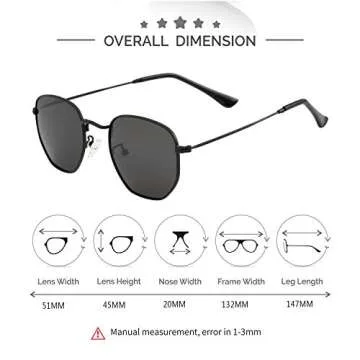 Kursan Polarized Hexagonal Sunglasses for Stylish UV Protection