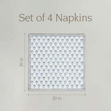 Exceptional Hand-Blocked Cotton Cloth Napkins Set