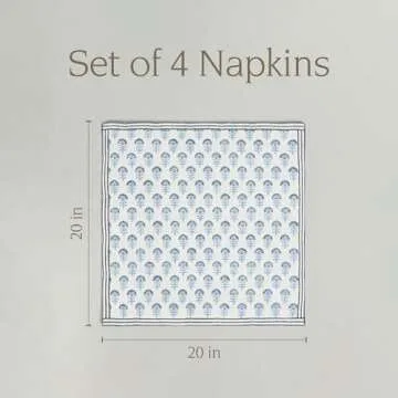Exceptional Hand-Blocked Cotton Cloth Napkins Set
